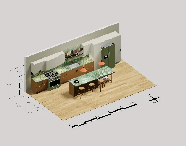 Green marble kitchen